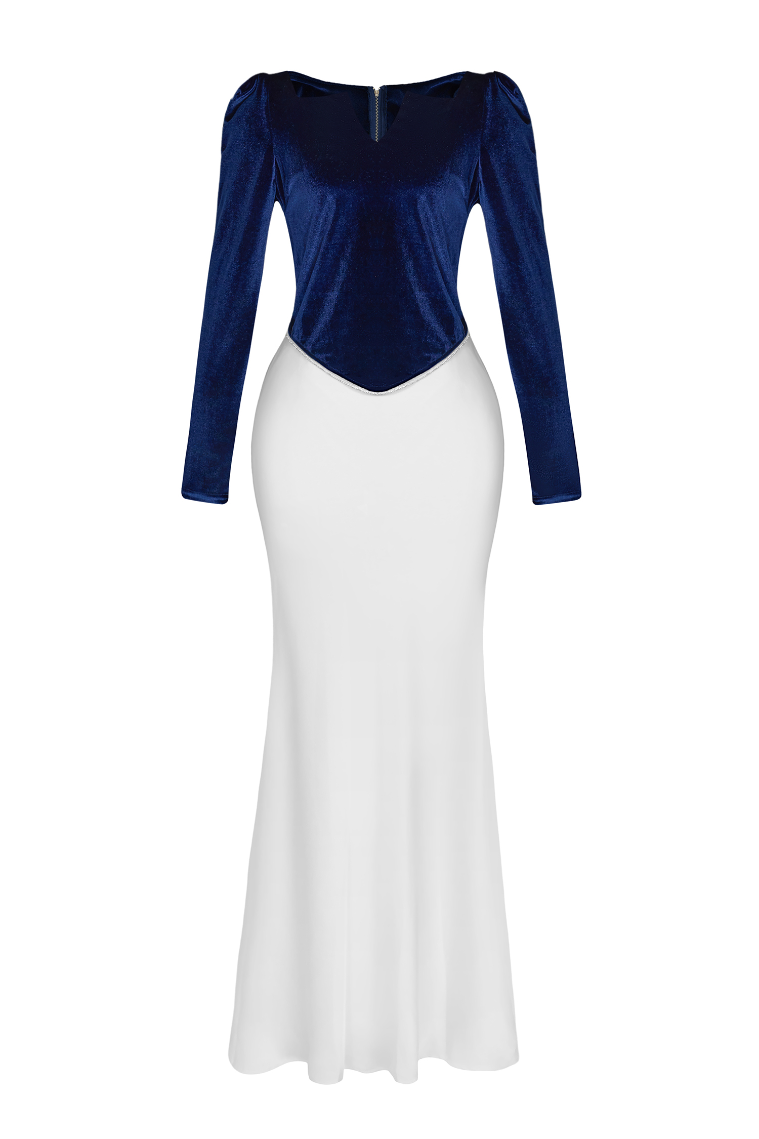 Velvet Rhinestone Top & Satin Maxi Skirt Set