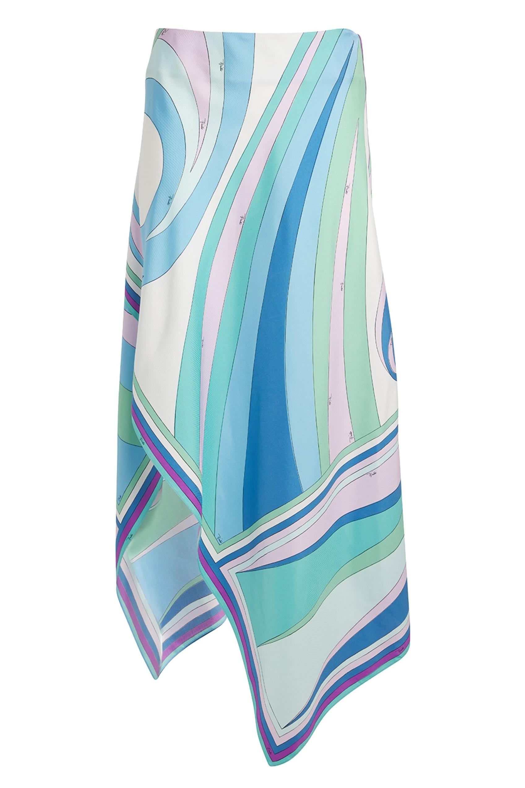 Satin Halter Neck Mini Top & Abstract Print Mid Waist Midi Skirt Set