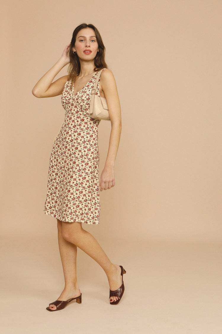 Floral Sleeveless V-Neck Midi Dress