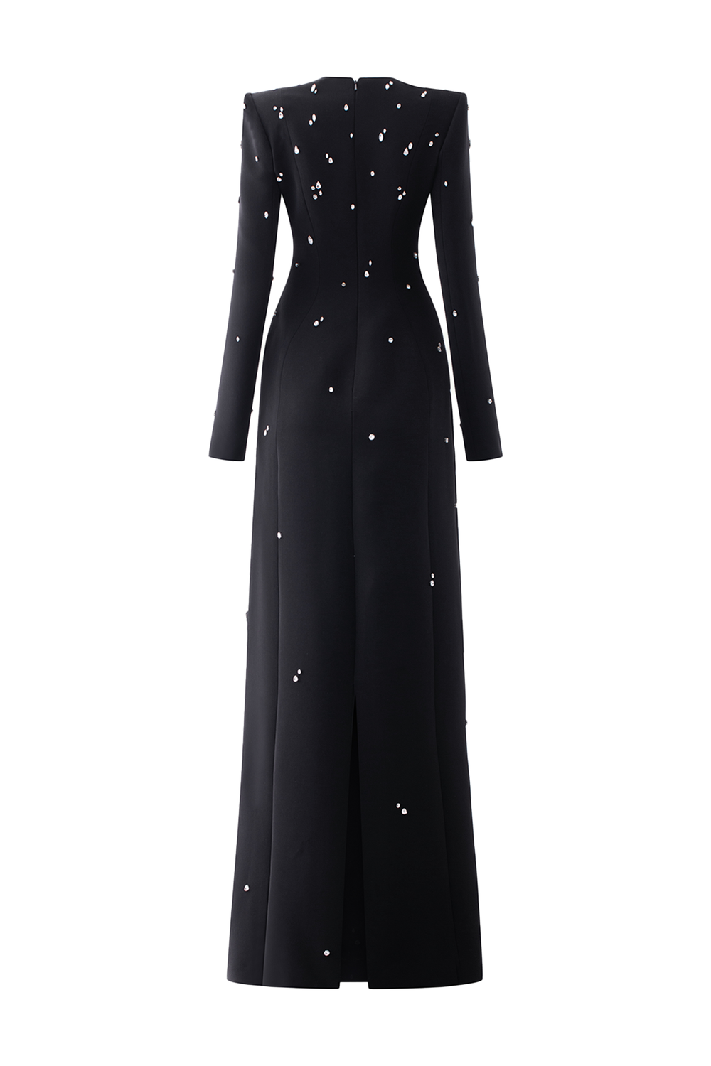 Rhinestone Rivets Long Sleeve Maxi Dress