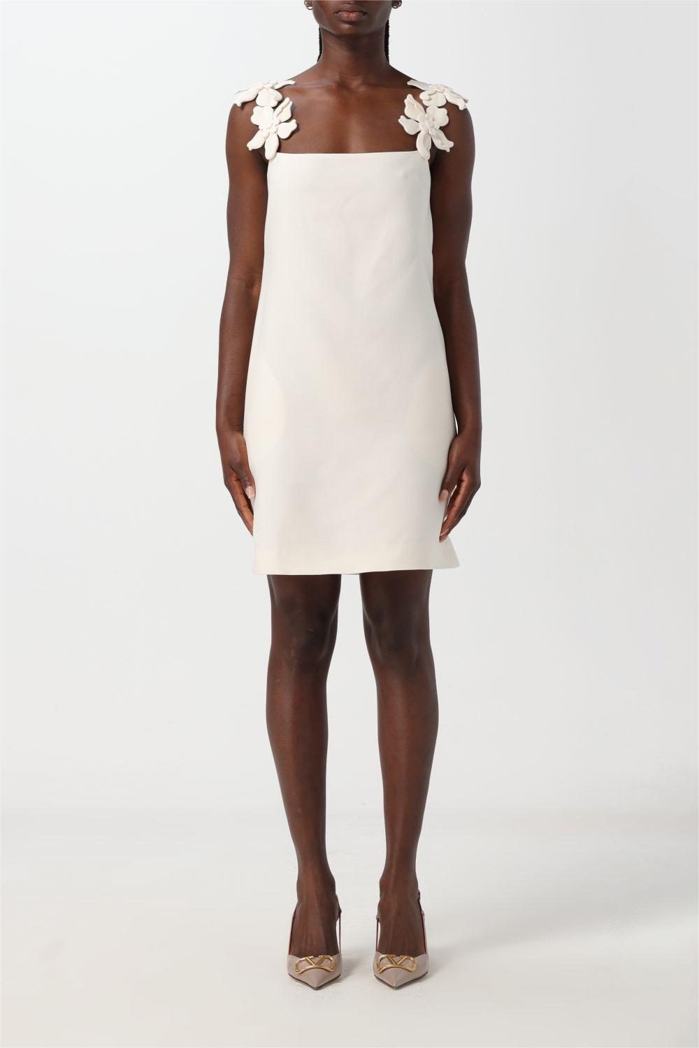 Solid 3D Flower Sleeveless Mini Dress