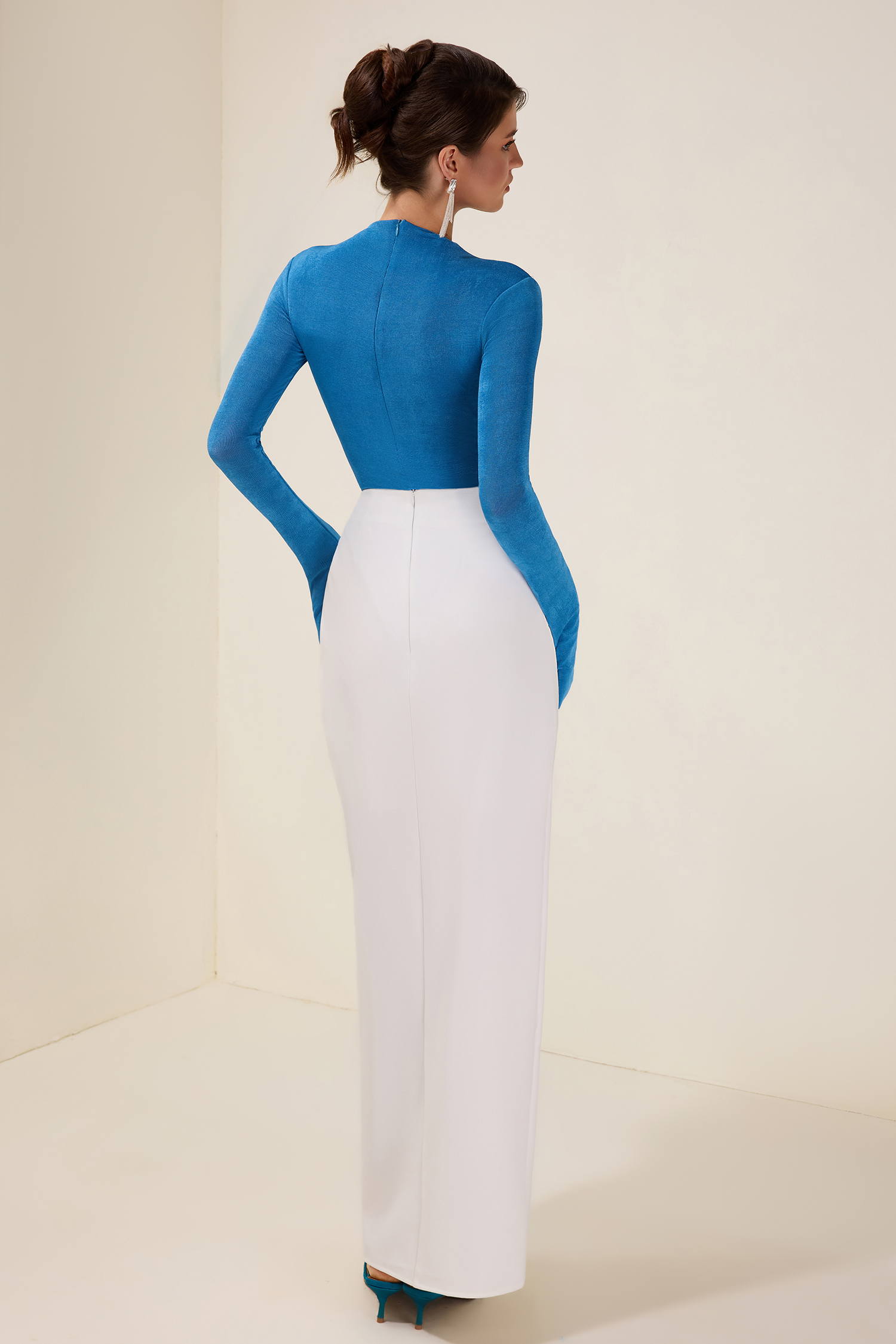 Jersey Long Sleeve Bodysuit & High Waist Solid Skirt Set