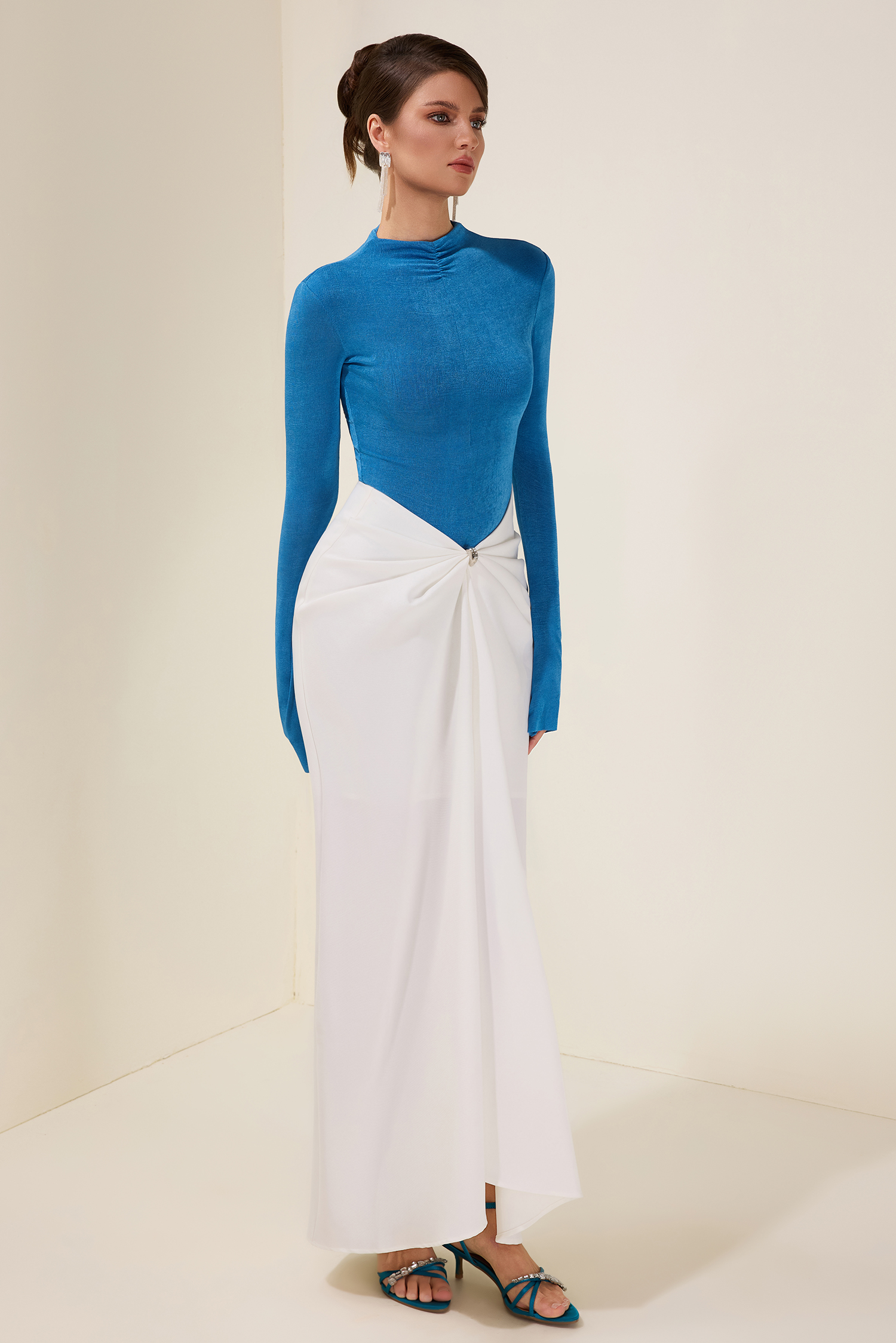 Jersey Long Sleeve Bodysuit & High Waist Solid Skirt Set