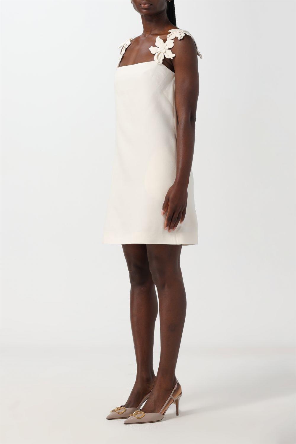 Solid 3D Flower Sleeveless Mini Dress