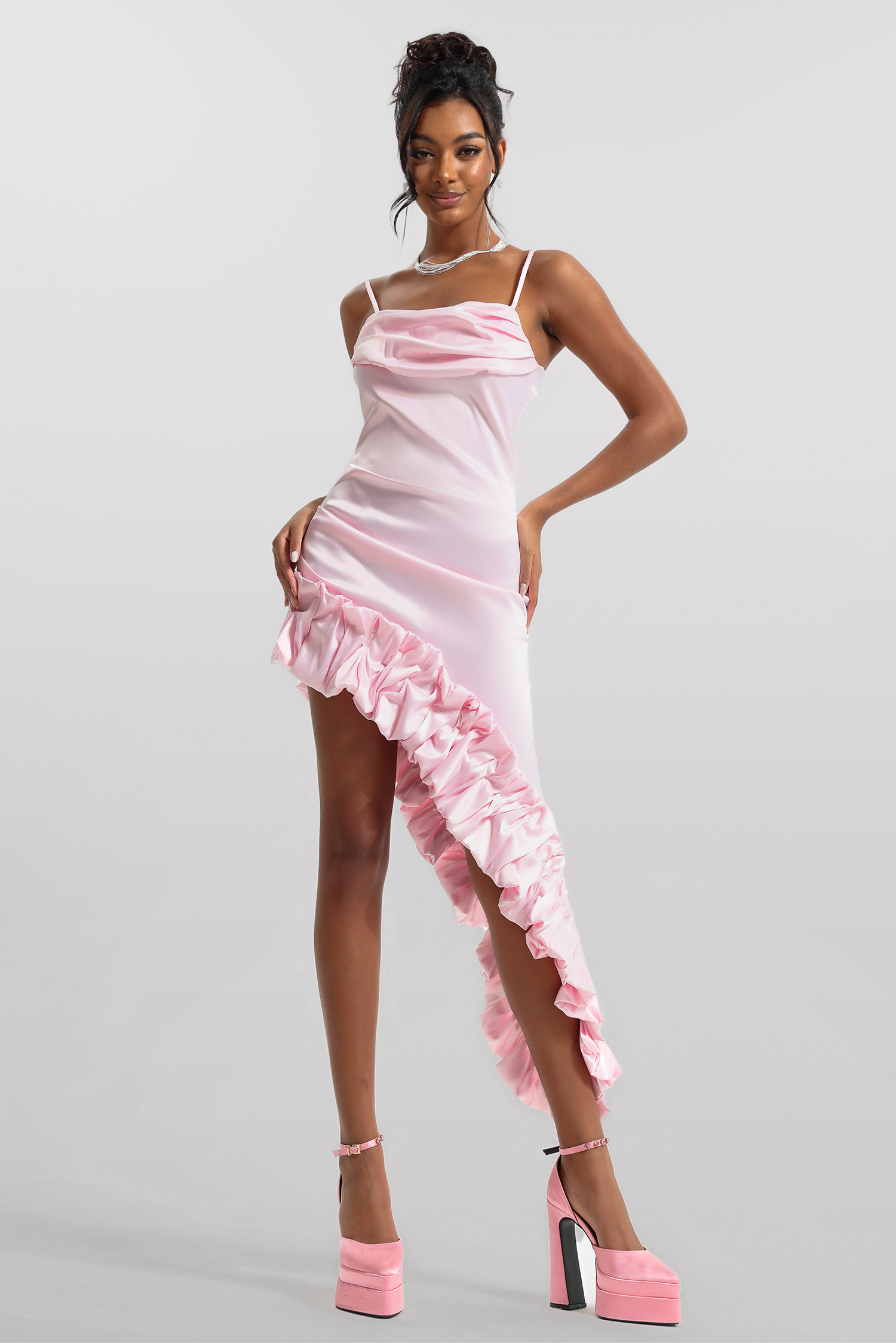 Solid Sleeveless Agaric Lace Midi Dress