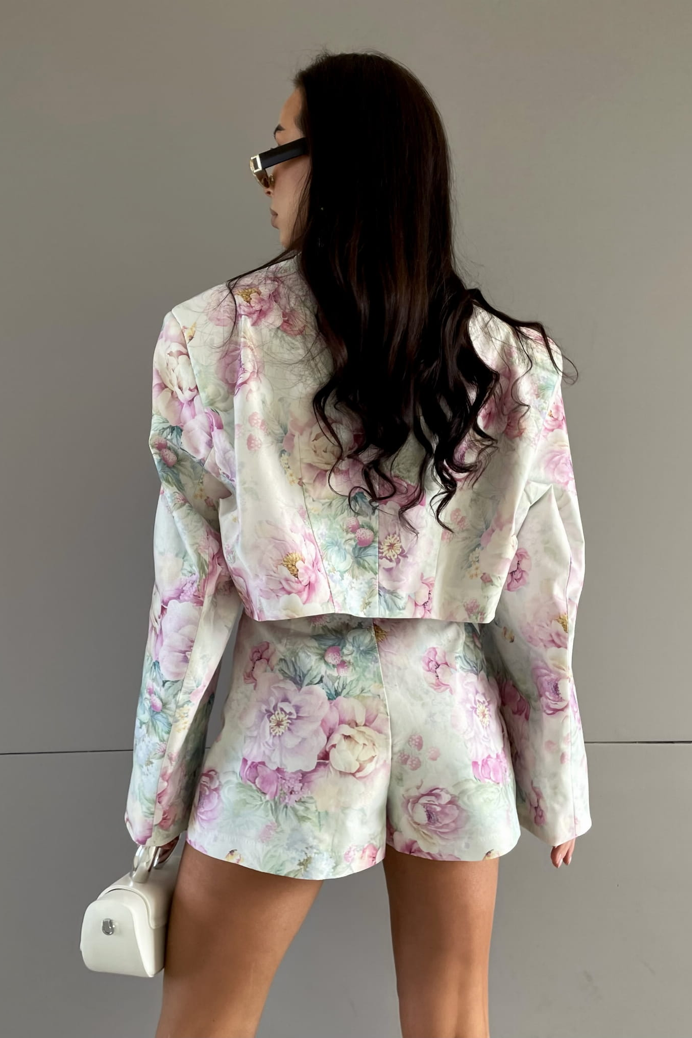 Floral Long Sleeve Blazer ＆ Mid Waist Floral Pants Set
