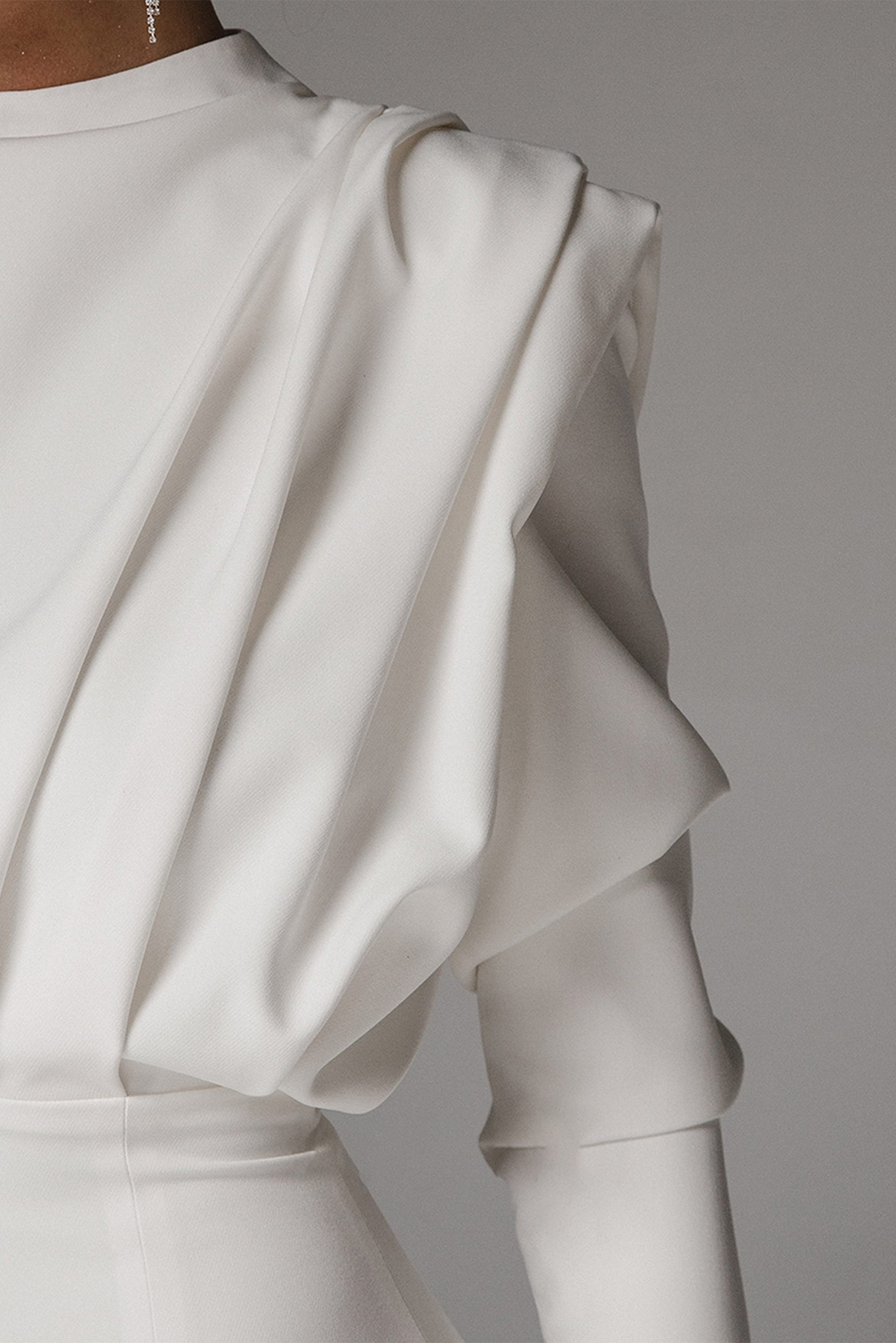 Solid High Split Long Sleeve Midi Dress