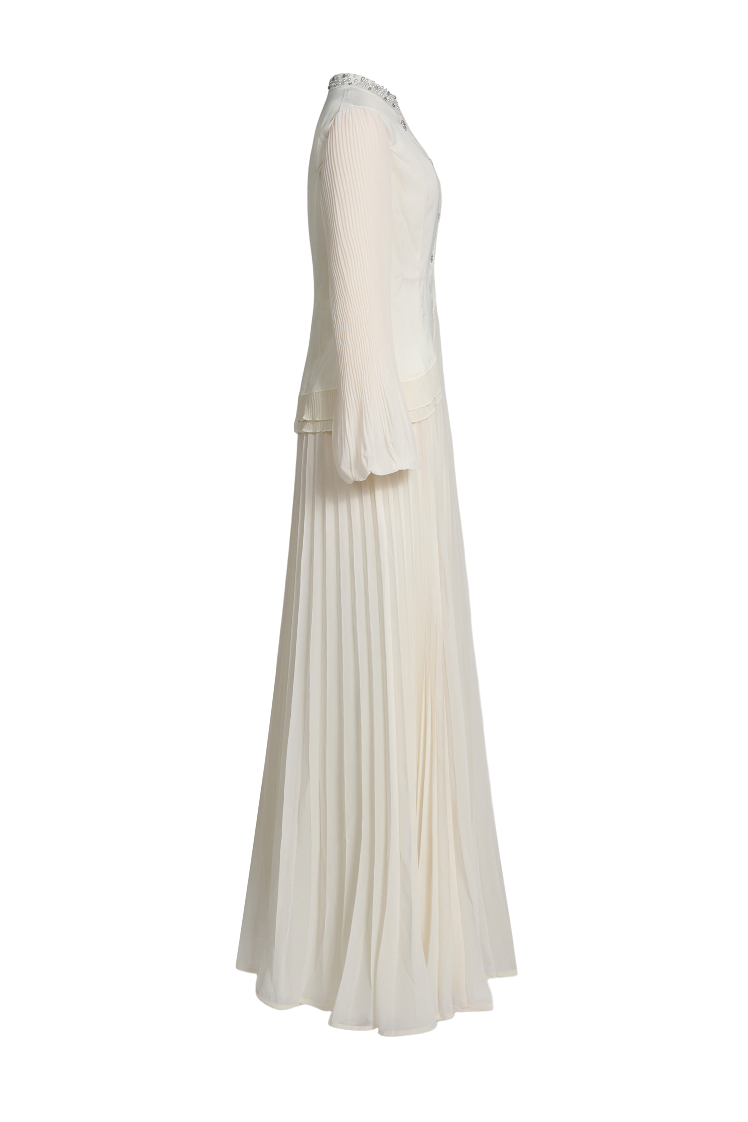 Chiffon Splicing Satin Top & High Waist Pleated Maxi Skirt Set