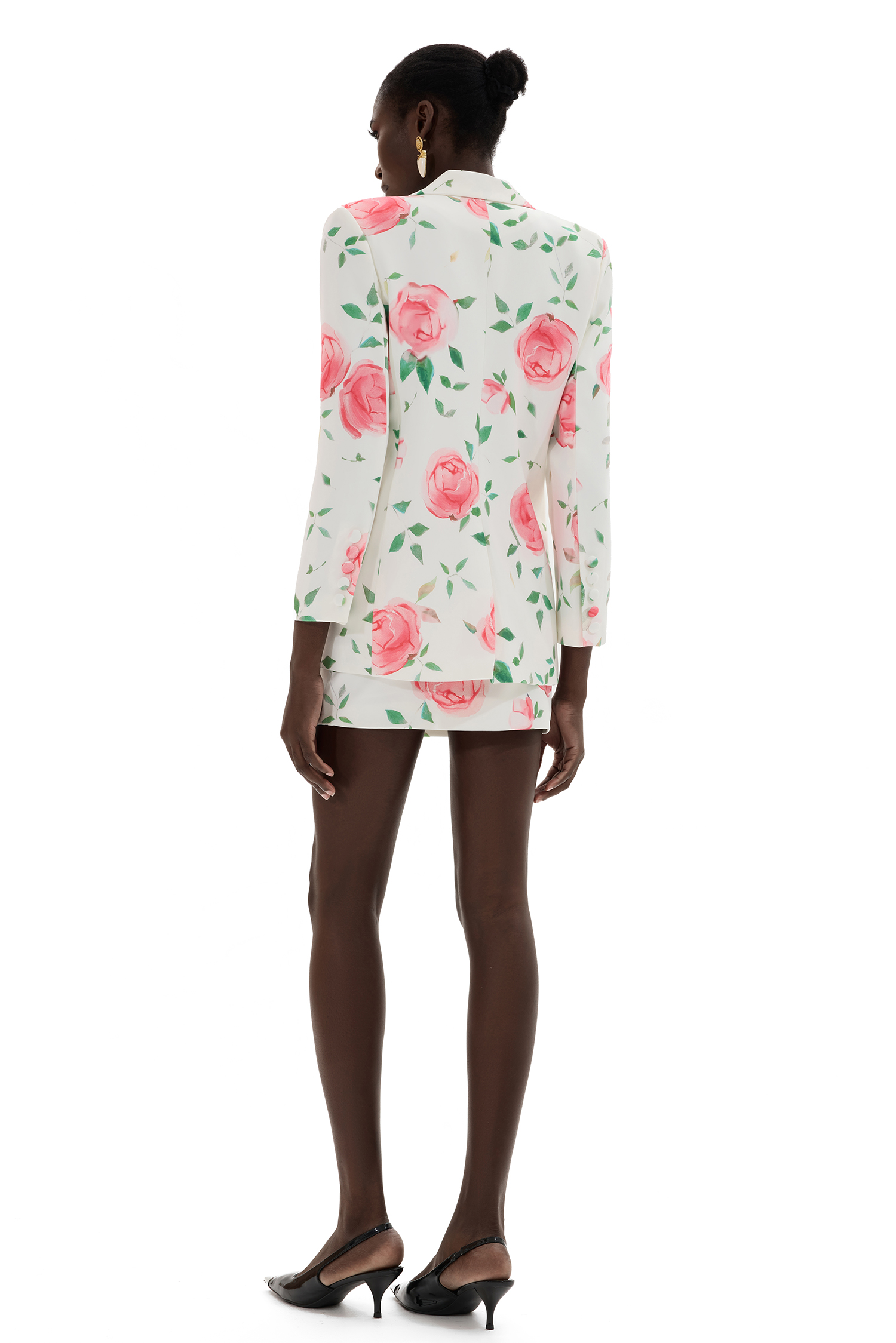 Floral Double Breasted Blazer & High Waist Mini Skirt Set